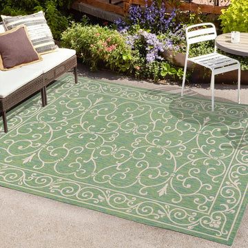 Charleston Vintage Filigree Textured Weave Indoor/outdoor Area Rug